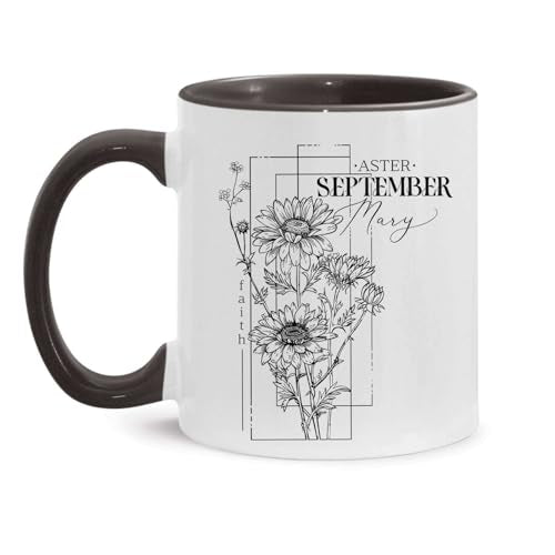 Personalized Name With Aster Design | Customised Coffee Mug | 11 OZ