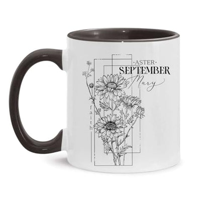 Personalized Name With Aster Design | Customised Coffee Mug | 11 OZ