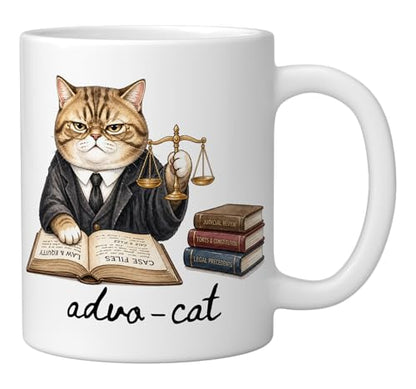 Advo Cat Funny Lawyer Attorney Humor Law | Ceramic Coffee Mug | 11 OZ