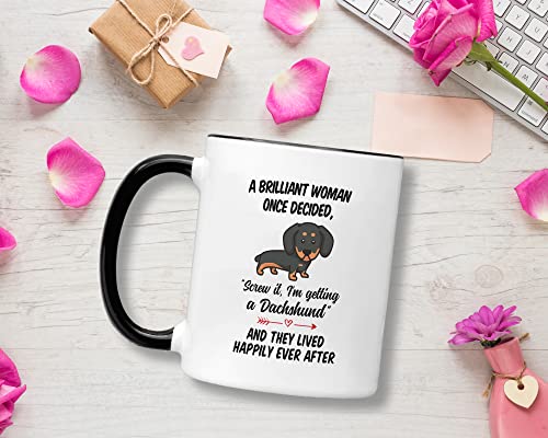 Daschund Gifts For Women Brilliant Woman Once | Ceramic Coffee Mug | 11 OZ