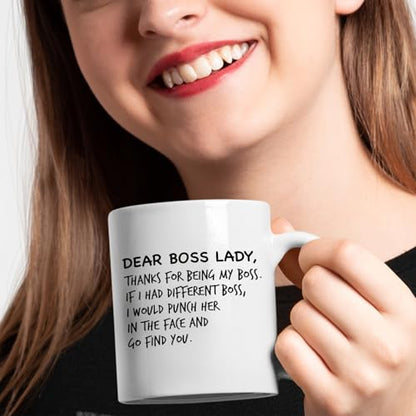 Veracco Dear Boss Lady Thanks For Being My | Ceramic Coffee Mug | 11 OZ