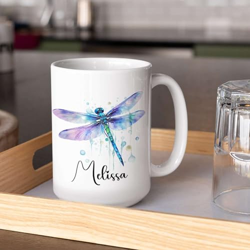 Personalized Name Dragonfly Lover Gift | Customised Coffee Mug | 11 OZ