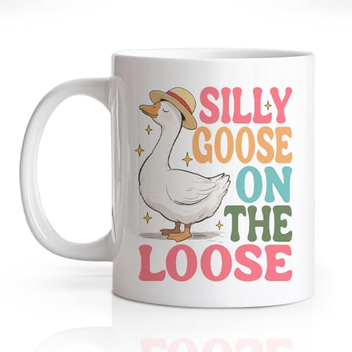 Silly Goose On The Loose Funny Double-Sided | Ceramic Coffee Mug | 11 OZ