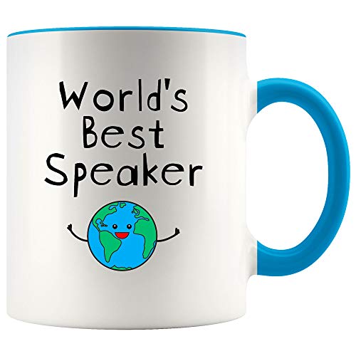 World s Best Speaker with Color Accent Women | Ceramic Coffee Mug | 11 OZ