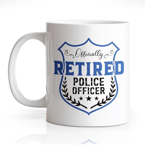 DYJYBMY Officially Retired Police Funny | Ceramic Coffee Mug | 11 OZ