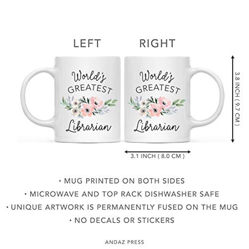 Gift for Women World s Greatest Librarian | Ceramic Coffee Mug | 11 OZ