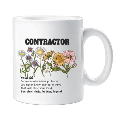 Floral Contractor Gift for Women Coworker | Ceramic Coffee Mug | 11 OZ