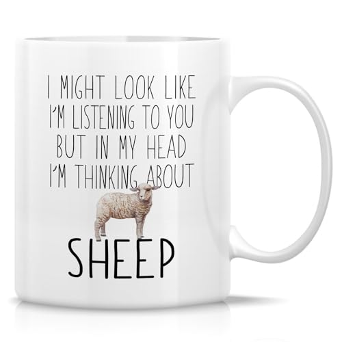 Funny Sheep Lover Thinking About or Humorous | Ceramic Coffee Mug | 11 OZ