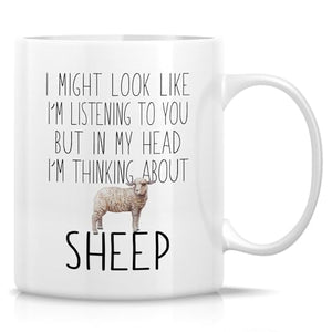 Funny Sheep Lover Thinking About or Humorous | Ceramic Coffee Mug | 11 OZ