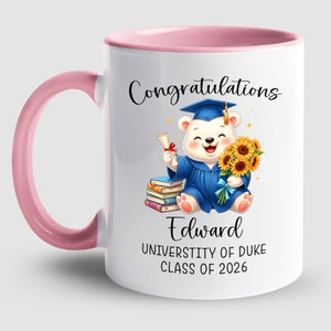 Graduation Polar Bear Accent Personalized | Customised Coffee Mug | 11 OZ