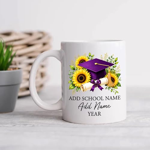 Personalized School Name Graduation Cap | Customised Coffee Mug | 11 OZ