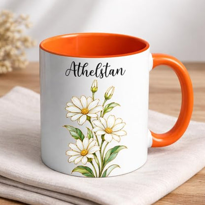 Personalized Daisy Flowers with Name | Customised Coffee Mug | 11 OZ