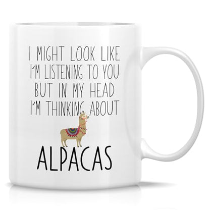 Funny Alpaca Lover Thinking About Alpacas or | Ceramic Coffee Mug | 11 OZ