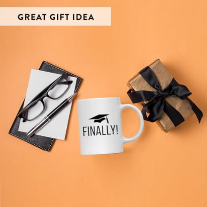 Graduation Gift Finally Cap Graphic 1-Pack | Ceramic Coffee Mug | 11 OZ