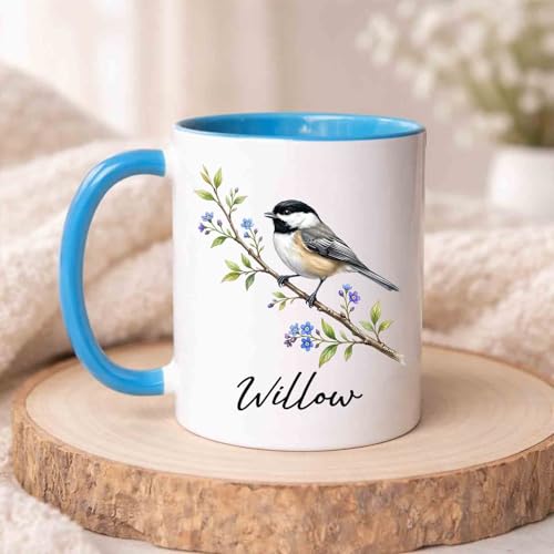 Personalized Chickadee Accent Gift for | Customised Coffee Mug | 11 OZ