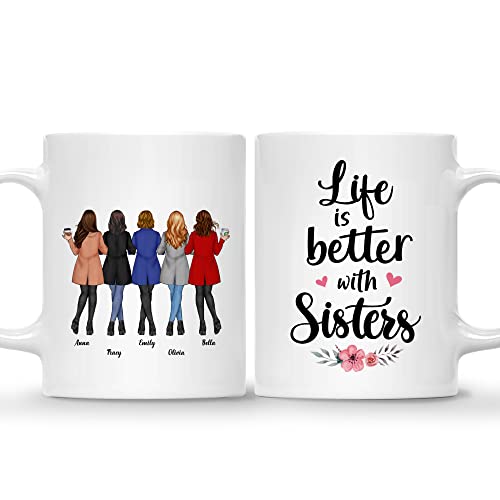 GOSSBY Personalized Custom 5 women Life Is | Customised Coffee Mug | 11 OZ