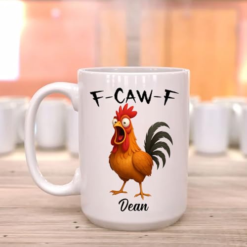 Personalized Caw F Rooster Humorous Crazy | Customised Coffee Mug | 11 OZ