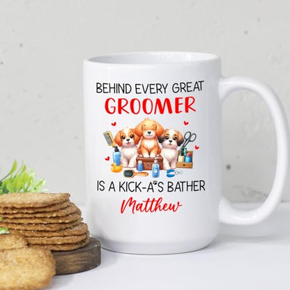 Personalized Dog Groomer Behind Every Great | Customised Coffee Mug | 11 OZ
