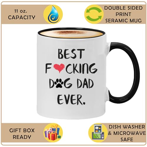 Kropsis Best Fucking Dog Dad Ever Present Idea | Ceramic Coffee Mug | 11 OZ