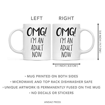 18th Birthday Gag Gift OMG I m an Adult Now | Ceramic Coffee Mug | 11 OZ