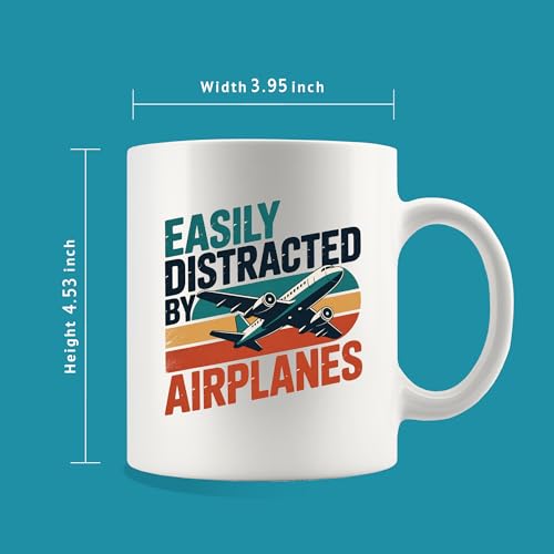 Easily Distracted By Airplanes Pilot Gifts | Ceramic Coffee Mug | 11 OZ
