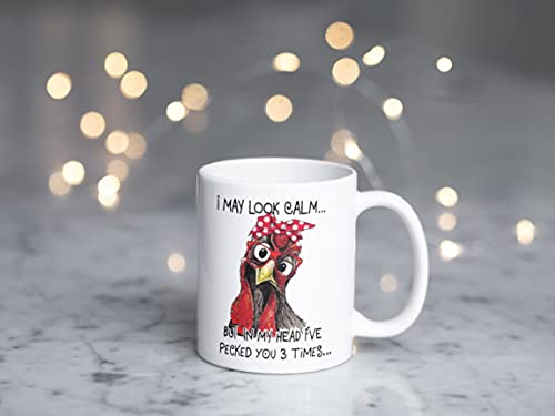 Funny Rooster I May Look Calm But In My Head | Ceramic Coffee Mug | 11 OZ