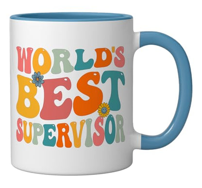 World s Best Supervisor Groovy Manager Gifts | Ceramic Coffee Mug | 11 OZ