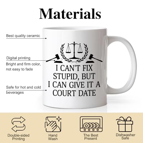DYJYBMY I Can T Fixstupid But Give It A Court | Ceramic Coffee Mug | 11 OZ