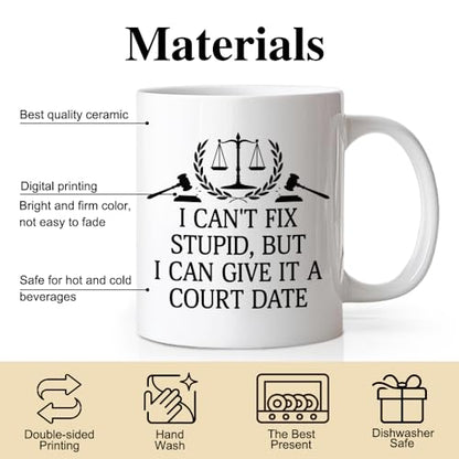 DYJYBMY I Can T Fixstupid But Give It A Court | Ceramic Coffee Mug | 11 OZ