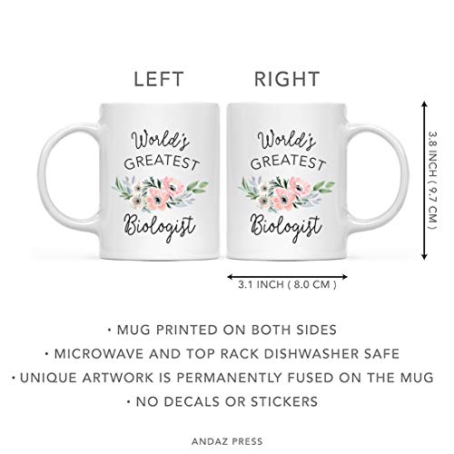 Gift for Women World s Greatest Biologist | Ceramic Coffee Mug | 11 OZ