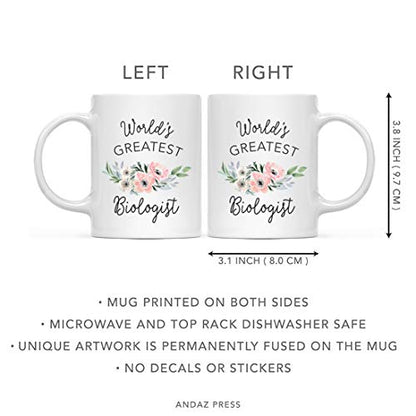 Gift for Women World s Greatest Biologist | Ceramic Coffee Mug | 11 OZ