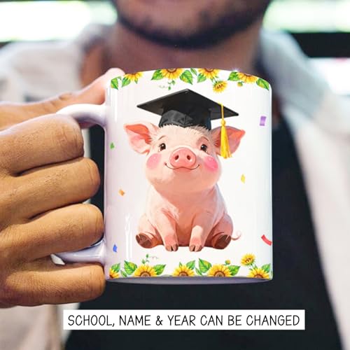Personalized Happy Graduation Pig Graduate | Customised Coffee Mug | 11 OZ