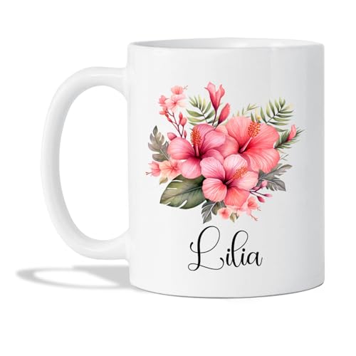 Unique Hibiscus Gift For Flower Lovers | Customised Coffee Mug | 11 OZ