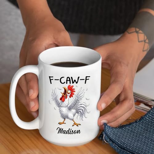 Custom Crazy Angry Chicken Rooster Caw-F 11 | Customised Coffee Mug | 11 OZ