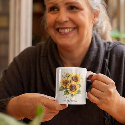 Customized Name Sunflower Personalized | Customised Coffee Mug | 11 OZ