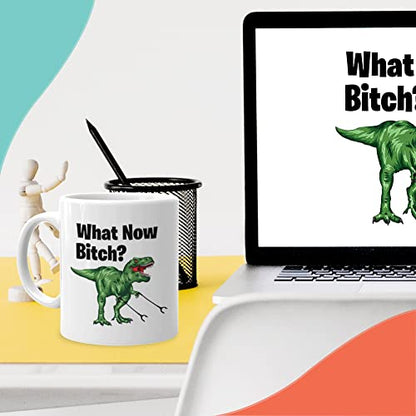 Dinosaur What Now Funny Sarcasm Dino Trex with | Ceramic Coffee Mug | 11 OZ