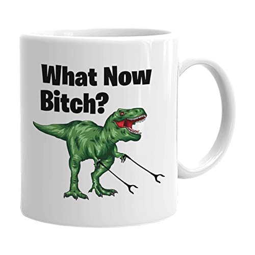 Dinosaur What Now Funny Sarcasm Dino Trex with | Ceramic Coffee Mug | 11 OZ
