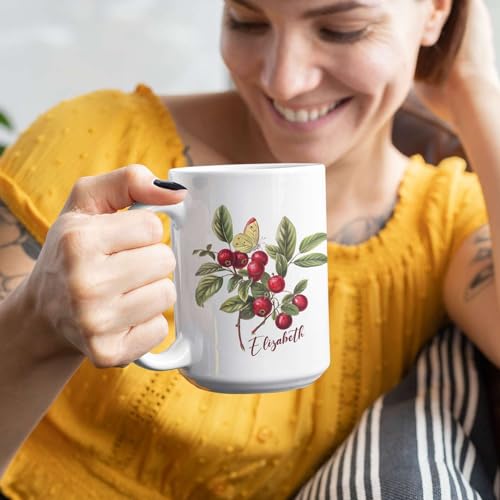 Cranberry With Butterfly Customized | Customised Coffee Mug | 11 OZ