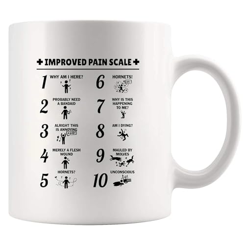 Improved Pain Scale Nurse Gifts For Women Men | Ceramic Coffee Mug | 11 OZ