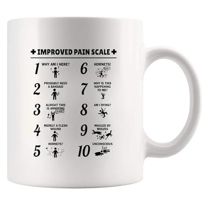 Improved Pain Scale Nurse Gifts For Women Men | Ceramic Coffee Mug | 11 OZ