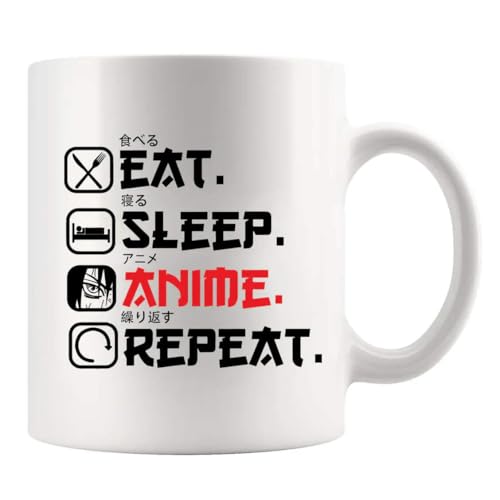 Eat Sleep Anime Repeat Gifts For Lovers Men | Ceramic Coffee Mug | 11 OZ