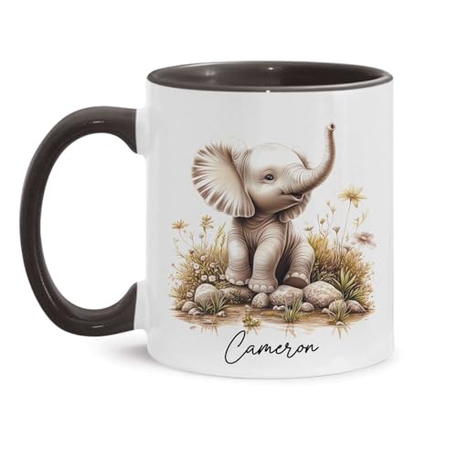 Baby Elephant Accent Personalized Animal | Customised Coffee Mug | 11 OZ