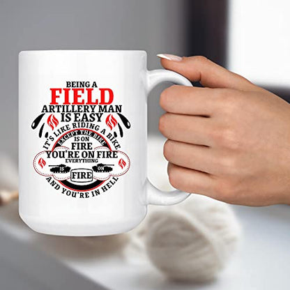 Gift for Field Artillery Man Riding on Fire | Ceramic Coffee Mug | 11 OZ