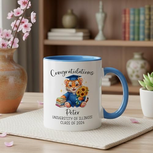 Tiger Graduation Accent Personalized Name | Customised Coffee Mug | 11 OZ