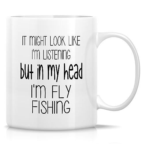 Funny Fly Fishing Gift In My Head I m | Ceramic Coffee Mug | 11 OZ