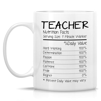 Funny Teacher Nutrition Facts or Holidays | Ceramic Coffee Mug | 11 OZ