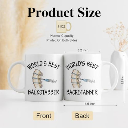 DYJYBMY World S Best Backstabber Funny | Ceramic Coffee Mug | 11 OZ