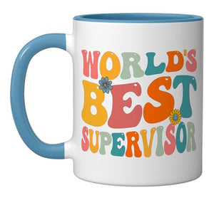 World s Best Supervisor Groovy Manager Gifts | Ceramic Coffee Mug | 11 OZ