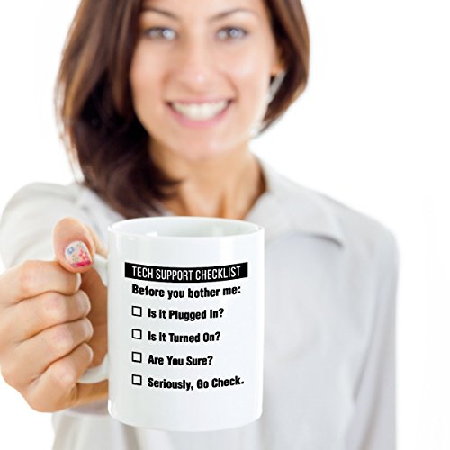 Funny Tech Support Checklist Helpdesk Hotline | Ceramic Coffee Mug | 11 OZ