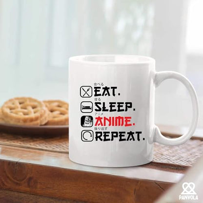 Eat Sleep Anime Repeat Gifts For Lovers Men | Ceramic Coffee Mug | 11 OZ